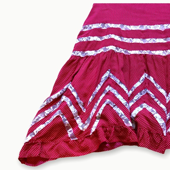 Assorted Brand Red Polka Dot Tank Lace Detail Sz S - Picture 2 of 5